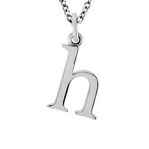 The Abbey Lower Case Initial 'h' Necklace in 14k White Gold, 16 Inch